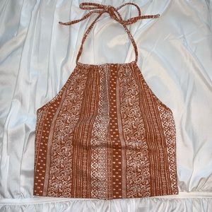 Patterned halter crop top